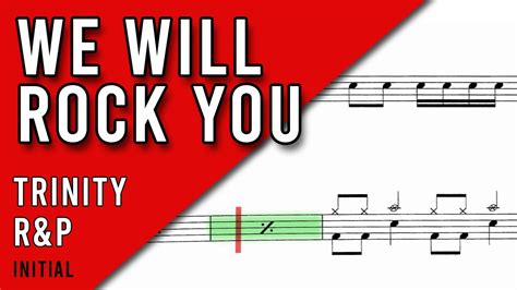 We Will Rock You Drum Sheet Music Trinity Randp Initial Youtube