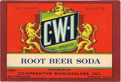 1942 Cwi Root Beer Label Soda 12oz Label Ws46 04v San Francisco