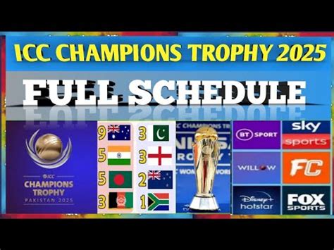 Icc Champions Trophy Schedule Champions Trophy Fixtures