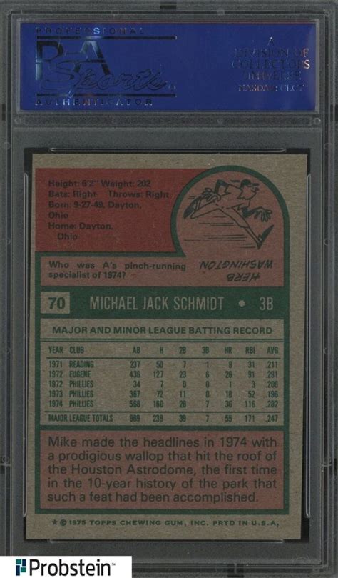 Topps Mike Schmidt Philadelphia Phillies Hof Psa Mint Ebay