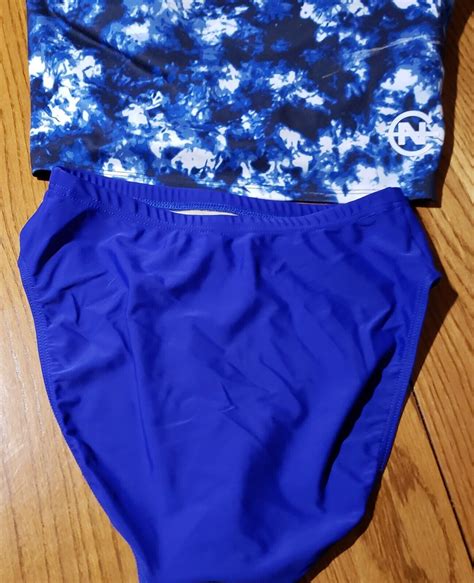 Nautica 2 Pc Swim Suit Tye Dye Tankini Top And Blue Bottoms Built In Bra