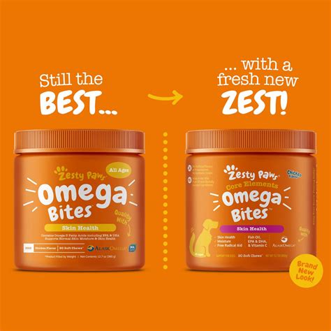 Zesty Paws Omega Bites For Dogs Chicken Flavor 90 Soft Chews On