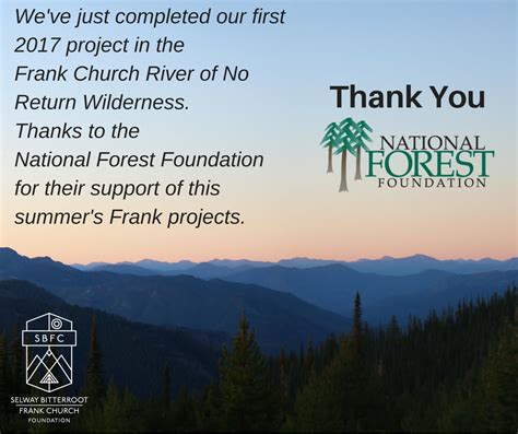 Thank You National Forest Foundation — Selway Bitterroot Frank Church