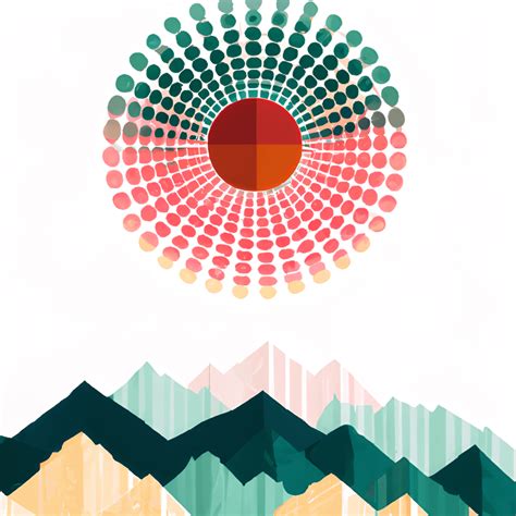 Geometric Sunrise In The Mountains Art Print · Creative Fabrica