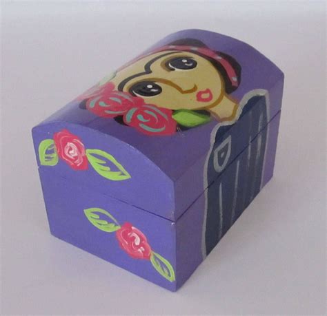 Mexican Purple Trinket Box Frida Mexico Wood Jewelry Box Etsy Wood