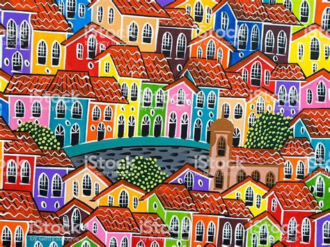 Painting Of Colorful Pelourinho Historic Centre In Salvador Bahia