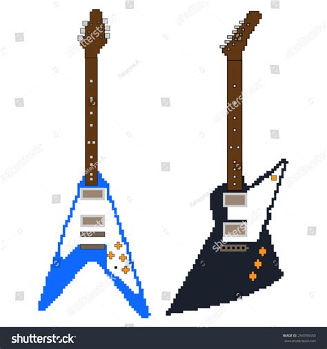 Pixel Art Electric Guitar vector de stock libre de regalías