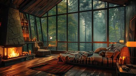 Smooth Jazz Music In Rainy Forest Enjoy Cozy Retreat In Luxurious