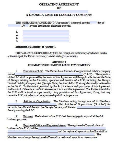 S Corp Operating Agreement Template