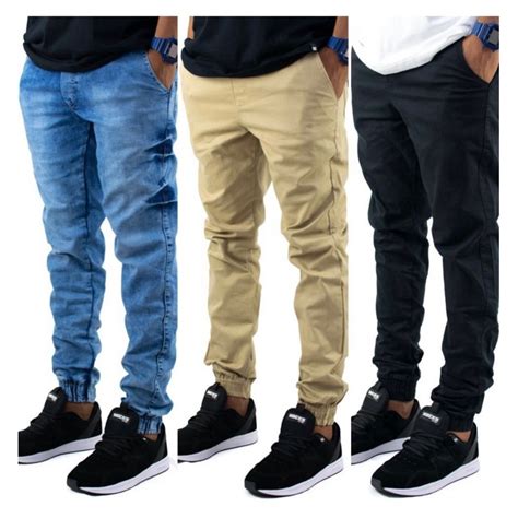 Kit 3 Calças Jogger Masculina Jeans Skinny Com Punho Elástico Promoção