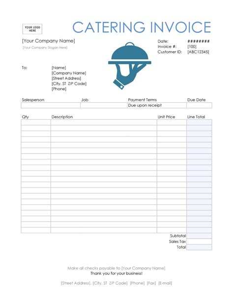 Free Catering Invoices Templates Samples