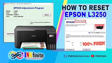 How To Reset Epson L3250 Printer With Resetter Inkfinite Youtube