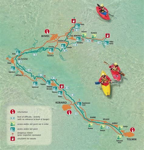 So A River Kayak Map Soca Kajak Karte Slovenia River Kayaking