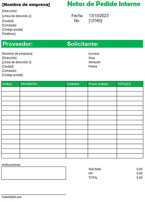 Notas De Pedido Plantilla Gratis En Excel Siempre Excel