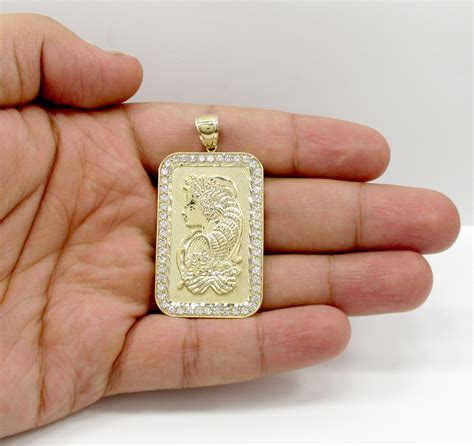 Buy 10k Yellow Gold Gold Bar Large Pendant 1.00ct Online at SO ICY JEWELRY