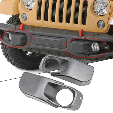 Pair Lh Rh Front Bumper Fog Light Lamp Cover For Jeep Wrangler Jk