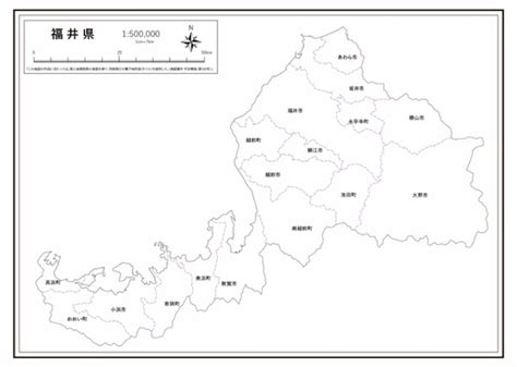 P3福井県：市町村名 K Fukui P3 楽地図 日本全国の白地図ショップ