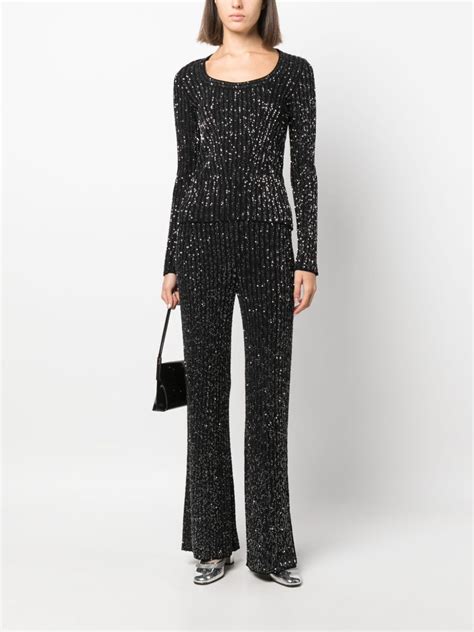 Missoni Sequin Embellished Ribbed Knit Trousers Black Farfetch