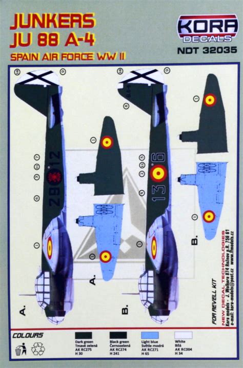 1 32 Decals Junkers Ju 88A 4 Spanish Air Force WWII 1 32 Aircraft