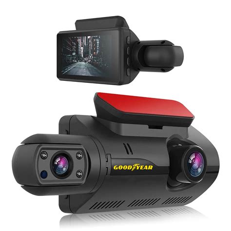 Goodyear Dual Lens Car Dash Cam With Front Rear Internal Camera Hd