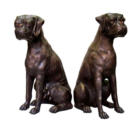 Bronze Boxer Dog Sculpture Set - Metropolitan Galleries Inc.