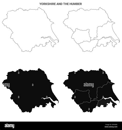 Yorkshire and the Humber, England Administrative Map Set - blank ...