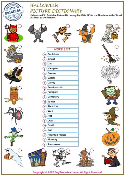 Halloween Printable English Esl Vocabulary Worksheets Engworksheets