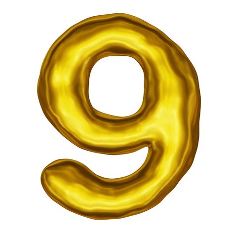 Number 9 Golden 3d Render 24348495 Png