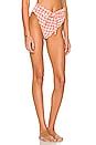 Montce Swim Paula Tie Up Bikini Bottom In Shrimp Gingham Revolve