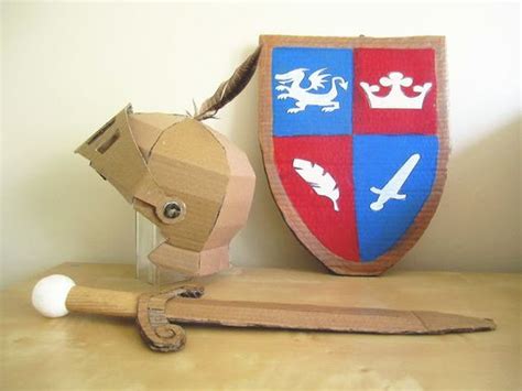 Diy Cardboard Knight Helmet Shield And Sword Diy Cardboard