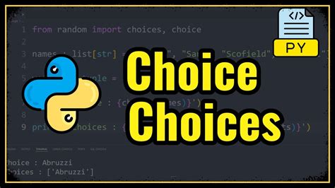 Choice Choices Random Functions In Python Youtube