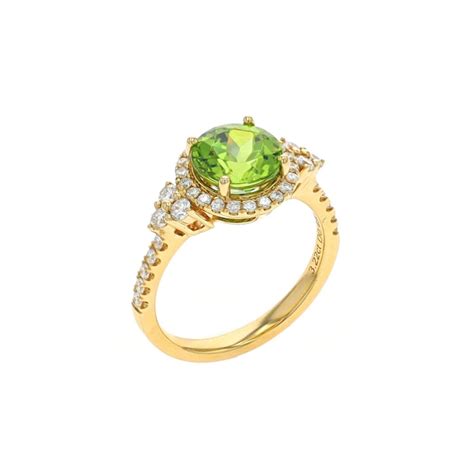 14K Yellow Gold Round Peridot And Diamond Ring Josephs Jewelers