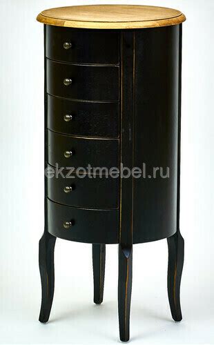Комод высокий круглый 6 ящиков Marsel H826 (шато+ черный) в стиле ...