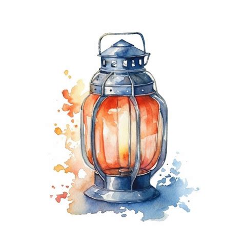 Premium AI Image | Watercolor illustration of a lantern with orange ...