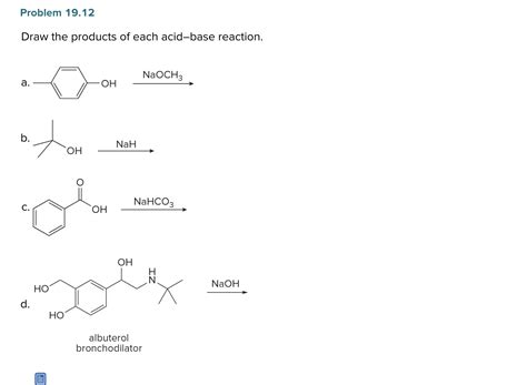 Solved Problem Draw The Products Of Each Acid Base Chegg