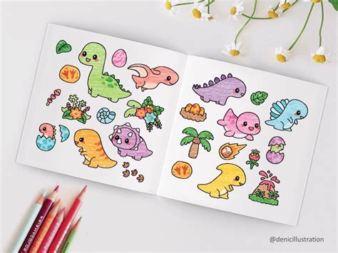 Dinosaur Clipart Cute Dinosaurs Vector Kawaii T Rex Etsy