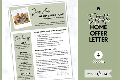 House Offer Letter Template Letter To Seller Creative Market