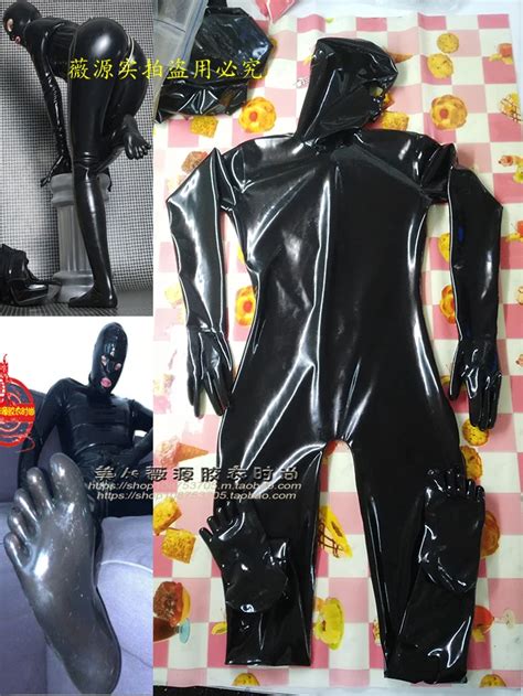 100 Latex Rubber Combinaisons Catsuits Hood Sock Suit Ensemble Zip 0