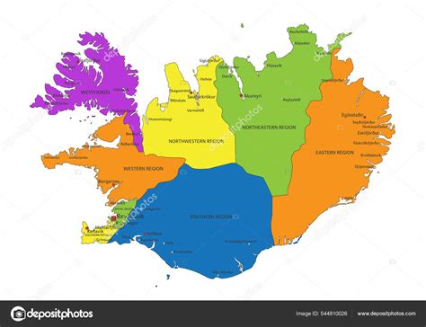 Colorido Mapa Político Islandia Con Capas Claramente Etiquetadas