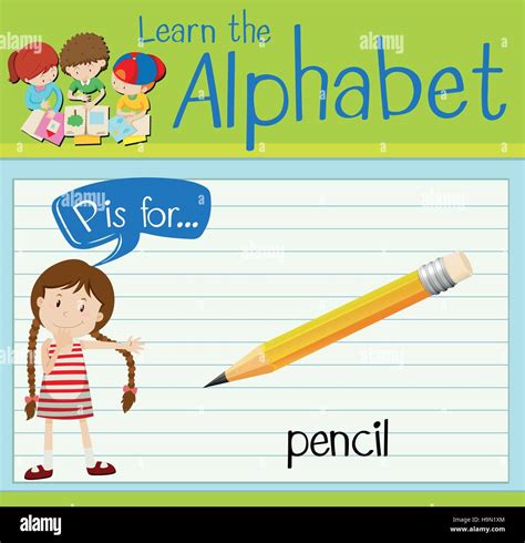 Flashcard Letter P Is For Pencil Illustration Stock Vector Image Art