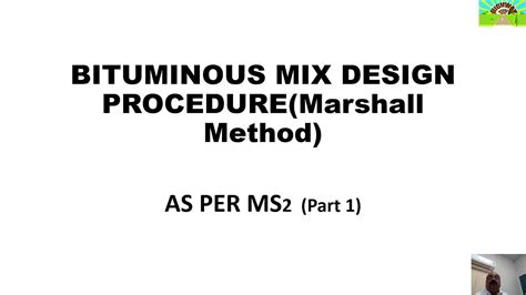 Bituminous Mix Design Procedure Marshall Method Youtube