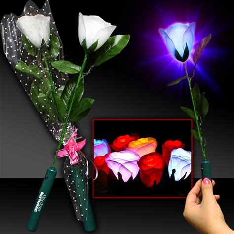 White Rose With Multi Color Leds Light Up Novelties