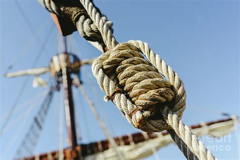 Rigging And Ropes On An Old Sailing Ship To Sail In Summer Photograph