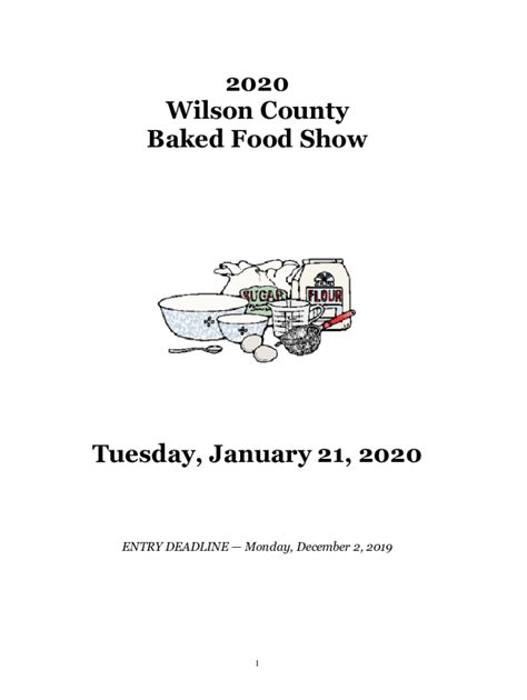 Fillable Online Wilson Agrilife 2021 Wilson County Baked Food Show