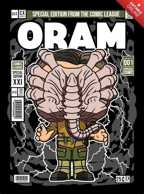 Oram Facehugger Cartoon Character Magazine Cover Design Template Free