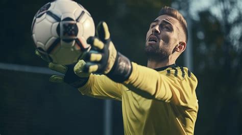 Premium Photo Soccer Goalkeeper Catches The Ball Generative AI