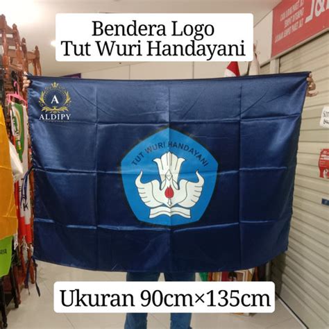 Jual Bendera Logo Tut Wuri Handayani Bahan Satin Warna Biru Dongker