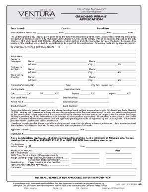 Fillable Online Cityofventura City Of Fairfax Grading Permit