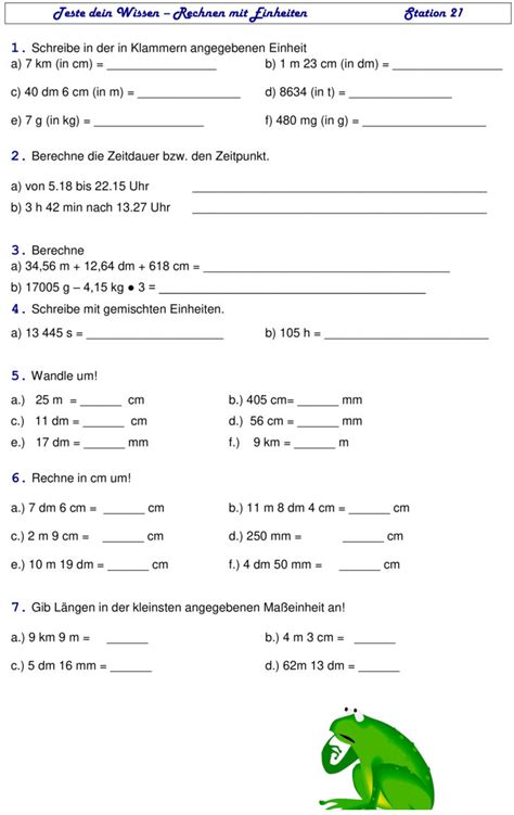 Bungsblatt Zu Gr En Und Ma Einheiten