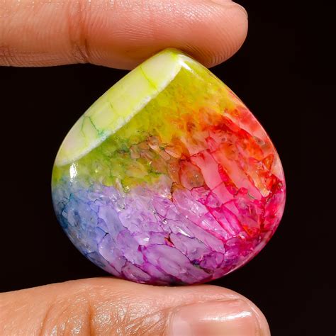 Rainbow Solar Quartz Awesome Heart Cabochon Gemstone Ct Etsy